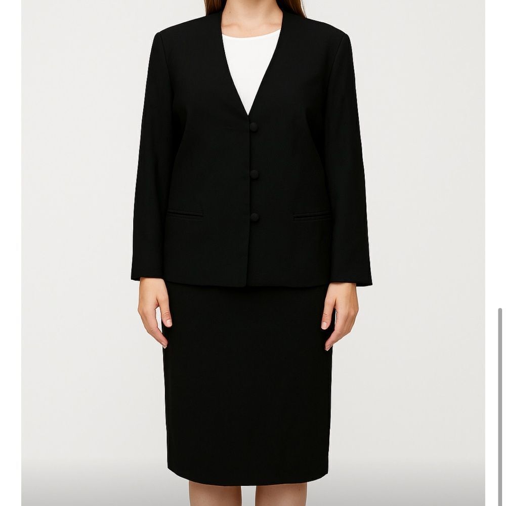 BROOKS BROTHERS Black Wool Skirt Suit-12
